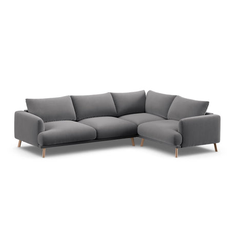Naomi 4-Sitzer Ecksofa, Rechte Seite, aus Samt in Grau (Salvador 17), 280x195 cm von Micadoni – Bild 4