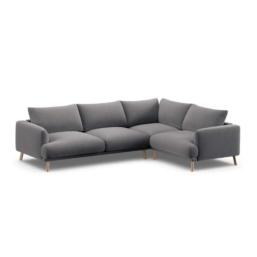 Naomi 4-Sitzer Ecksofa, Rechte Seite, aus Samt in Grau (Salvador 17), 280x195 cm von Micadoni – Bild 4