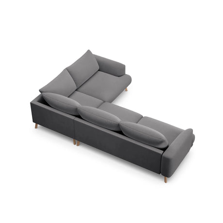Naomi 4-Sitzer Ecksofa, Rechte Seite, aus Samt in Grau (Salvador 17), 280x195 cm von Micadoni – Bild 5