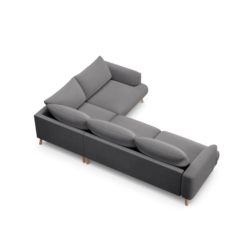 Naomi 4-Sitzer Ecksofa, Rechte Seite, aus Samt in Grau (Salvador 17), 280x195 cm von Micadoni – Bild 5