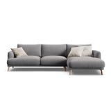 Naomi 4-Sitzer Ecksofa, Rechte Seite, aus Samt in Grau (Salvador 17), 285x170 cm von Micadoni – Bild 1