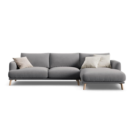 Naomi 4-Sitzer Ecksofa, Rechte Seite, aus Samt in Grau (Salvador 17), 285x170 cm von Micadoni – Bild 1