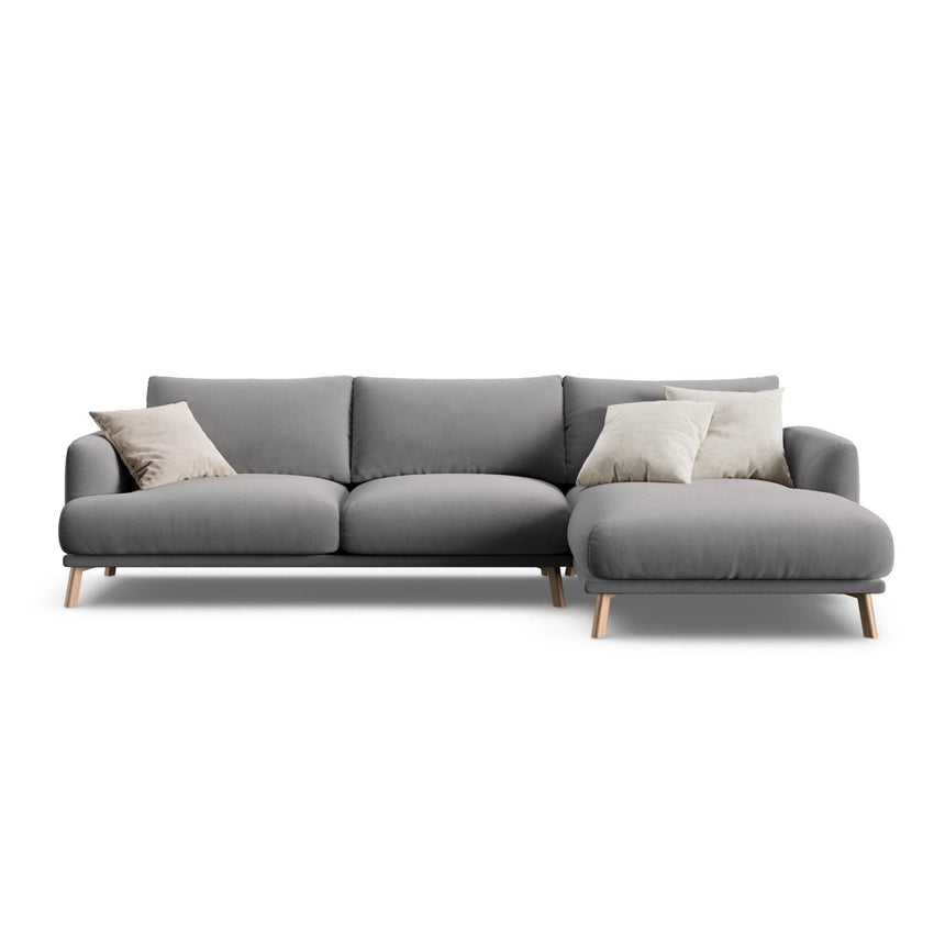 Naomi 4-Sitzer Ecksofa, Rechte Seite, aus Samt in Grau (Salvador 17), 285x170 cm von Micadoni – Bild 1