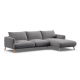 Naomi 4-Sitzer Ecksofa, Rechte Seite, aus Samt in Grau (Salvador 17), 285x170 cm von Micadoni – Bild 4