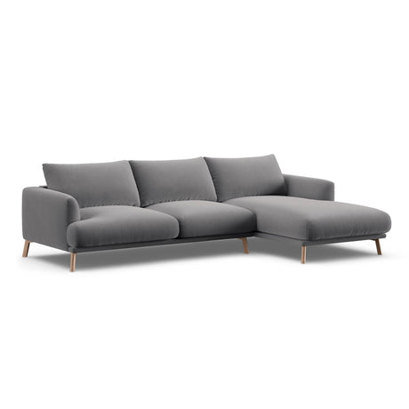 Naomi 4-Sitzer Ecksofa, Rechte Seite, aus Samt in Grau (Salvador 17), 285x170 cm von Micadoni – Bild 4
