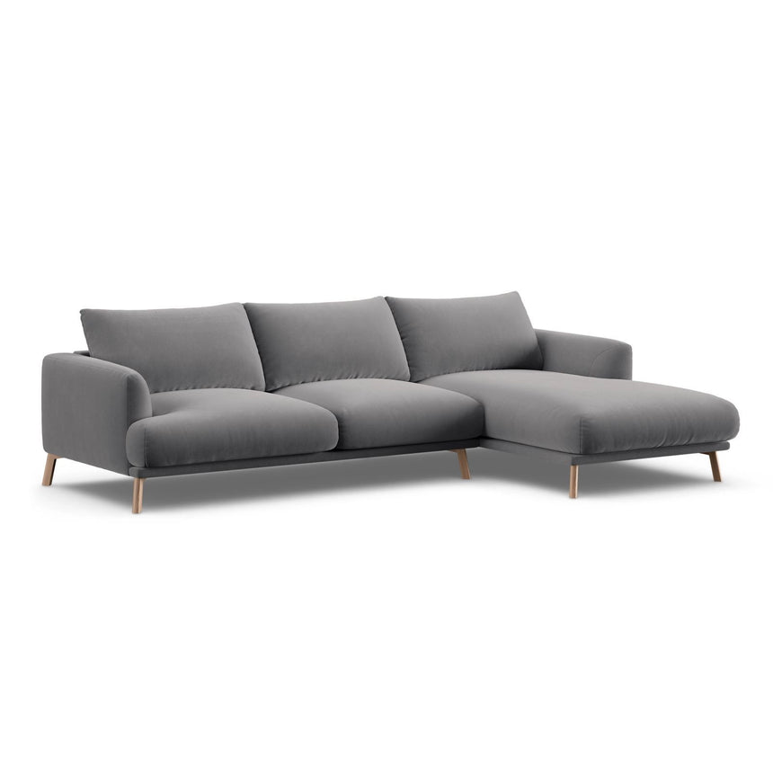 Naomi 4-Sitzer Ecksofa, Rechte Seite, aus Samt in Grau (Salvador 17), 285x170 cm von Micadoni – Bild 4
