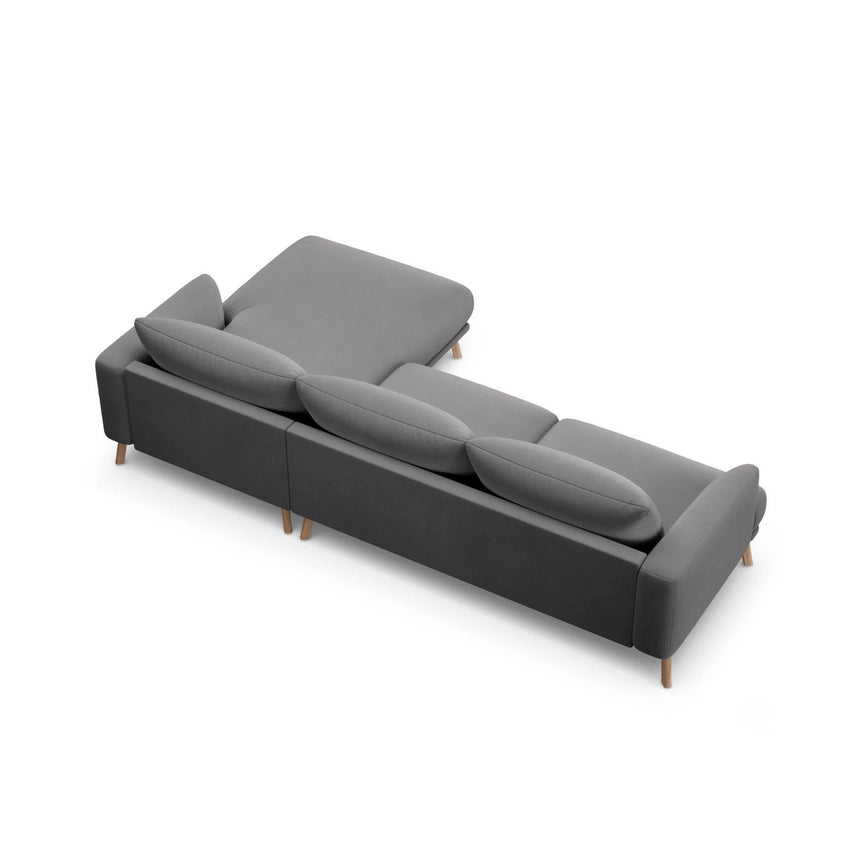 Naomi 4-Sitzer Ecksofa, Rechte Seite, aus Samt in Grau (Salvador 17), 285x170 cm von Micadoni – Bild 5