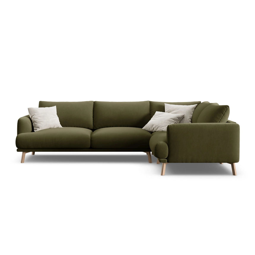 Naomi 4-Sitzer Ecksofa, Rechte Seite, aus Samt in Grün (Salvador 8), 280x195 cm von Micadoni – Bild 1