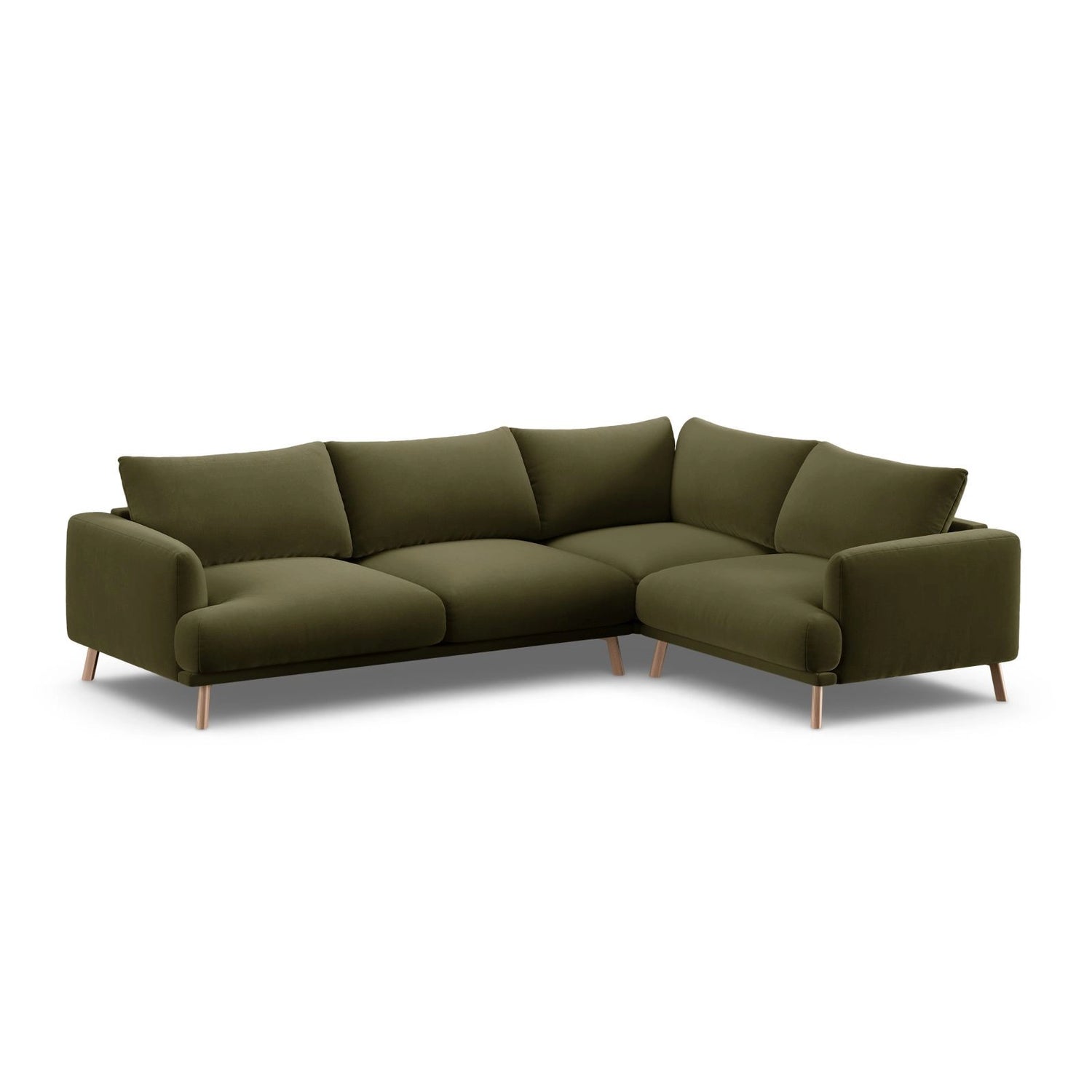 Naomi 4-Sitzer Ecksofa, Rechte Seite, aus Samt in Grün (Salvador 8), 280x195 cm von Micadoni – Bild 4