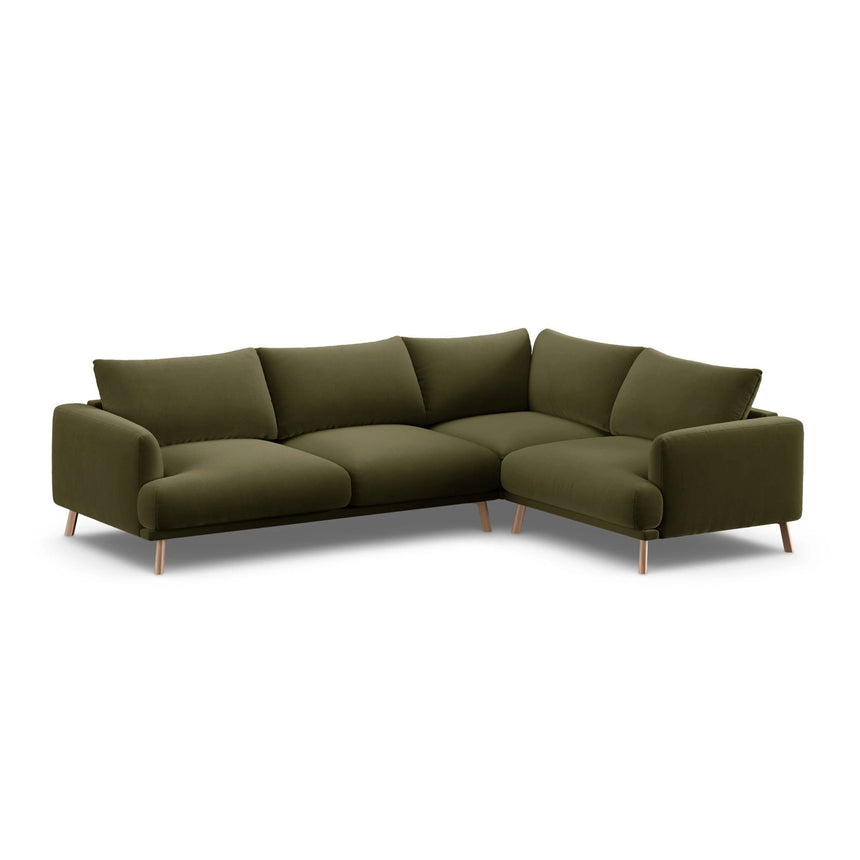 Naomi 4-Sitzer Ecksofa, Rechte Seite, aus Samt in Grün (Salvador 8), 280x195 cm von Micadoni – Bild 4