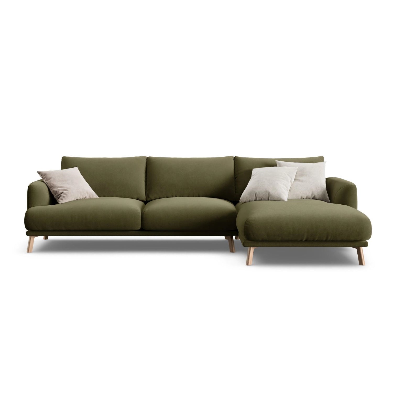 Naomi 4-Sitzer Ecksofa, Rechte Seite, aus Samt in Grün (Salvador 8), 285x170 cm von Micadoni – Bild 1