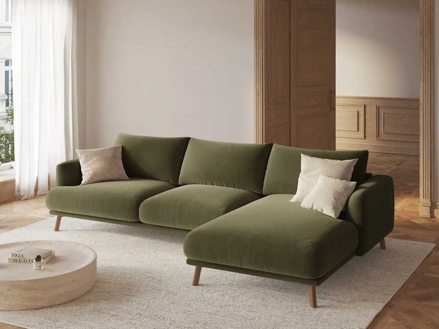 Naomi 4-Sitzer Ecksofa, Rechte Seite, aus Samt in Grün (Salvador 8), 285x170 cm von Micadoni – Bild 2