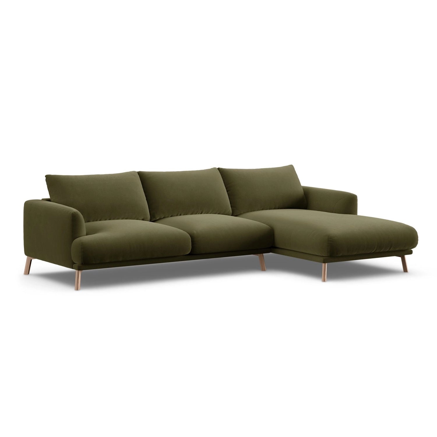 Naomi 4-Sitzer Ecksofa, Rechte Seite, aus Samt in Grün (Salvador 8), 285x170 cm von Micadoni – Bild 4