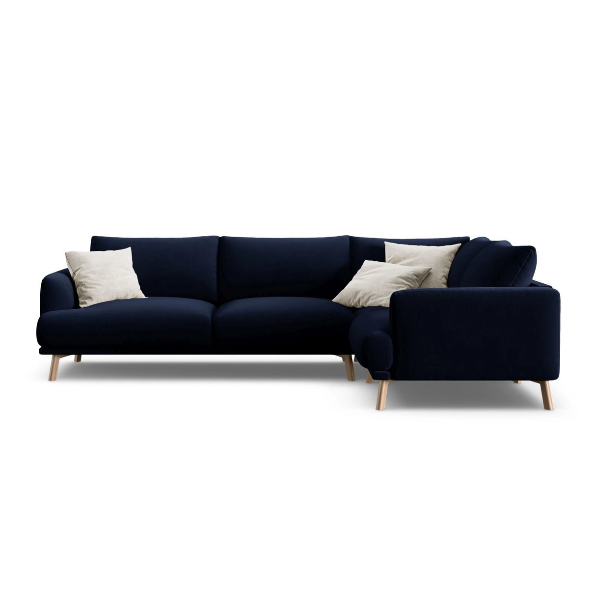 Naomi 4-Sitzer Ecksofa, Rechte Seite, aus Samt in Königsblau (Salvador 5), 280x195 cm von Micadoni – Bild 1