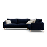 Naomi 4-Sitzer Ecksofa, Rechte Seite, aus Samt in Königsblau (Salvador 5), 280x195 cm von Micadoni – Bild 1