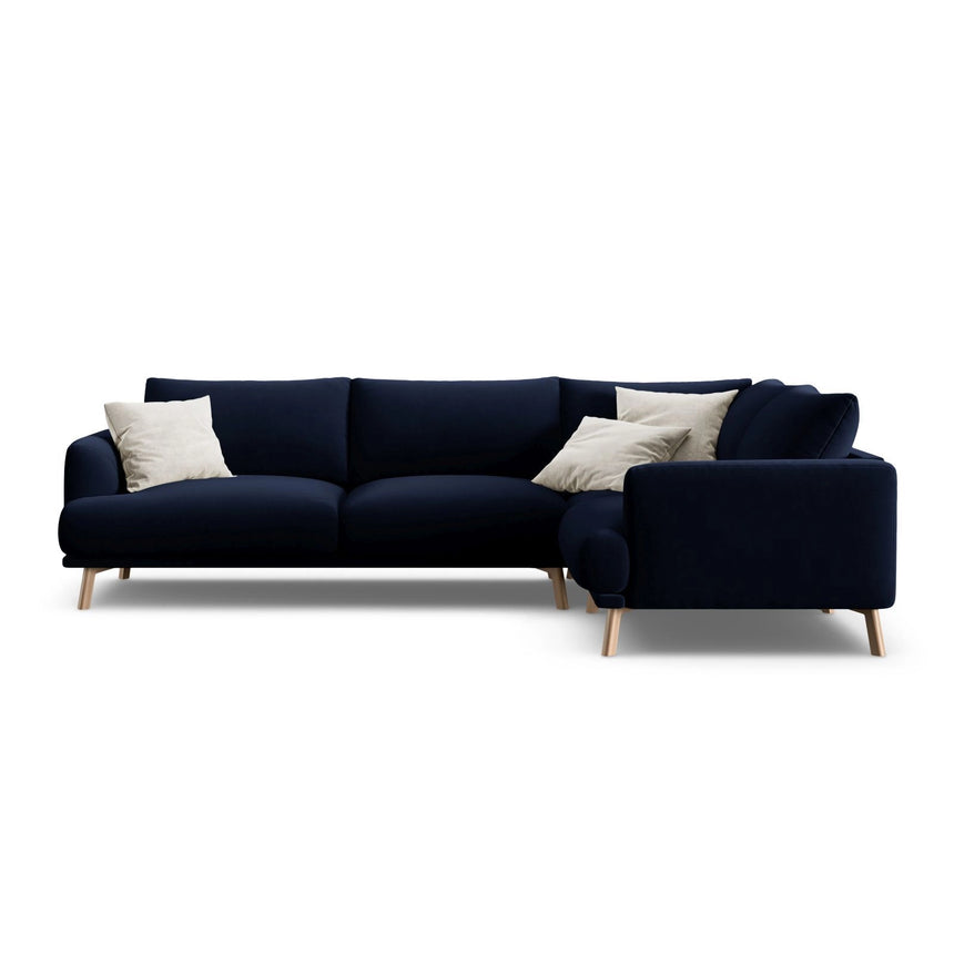 Naomi 4-Sitzer Ecksofa, Rechte Seite, aus Samt in Königsblau (Salvador 5), 280x195 cm von Micadoni – Bild 1