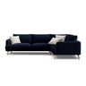 Naomi 4-Sitzer Ecksofa, Rechte Seite, aus Samt in Königsblau (Salvador 5), 280x195 cm von Micadoni – Bild 1