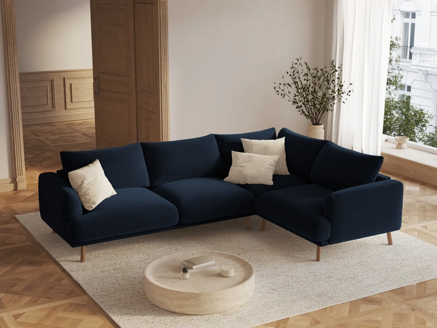 Naomi 4-Sitzer Ecksofa, Rechte Seite, aus Samt in Königsblau (Salvador 5), 280x195 cm von Micadoni – Bild 2