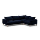 Naomi 4-Sitzer Ecksofa, Rechte Seite, aus Samt in Königsblau (Salvador 5), 280x195 cm von Micadoni – Bild 4