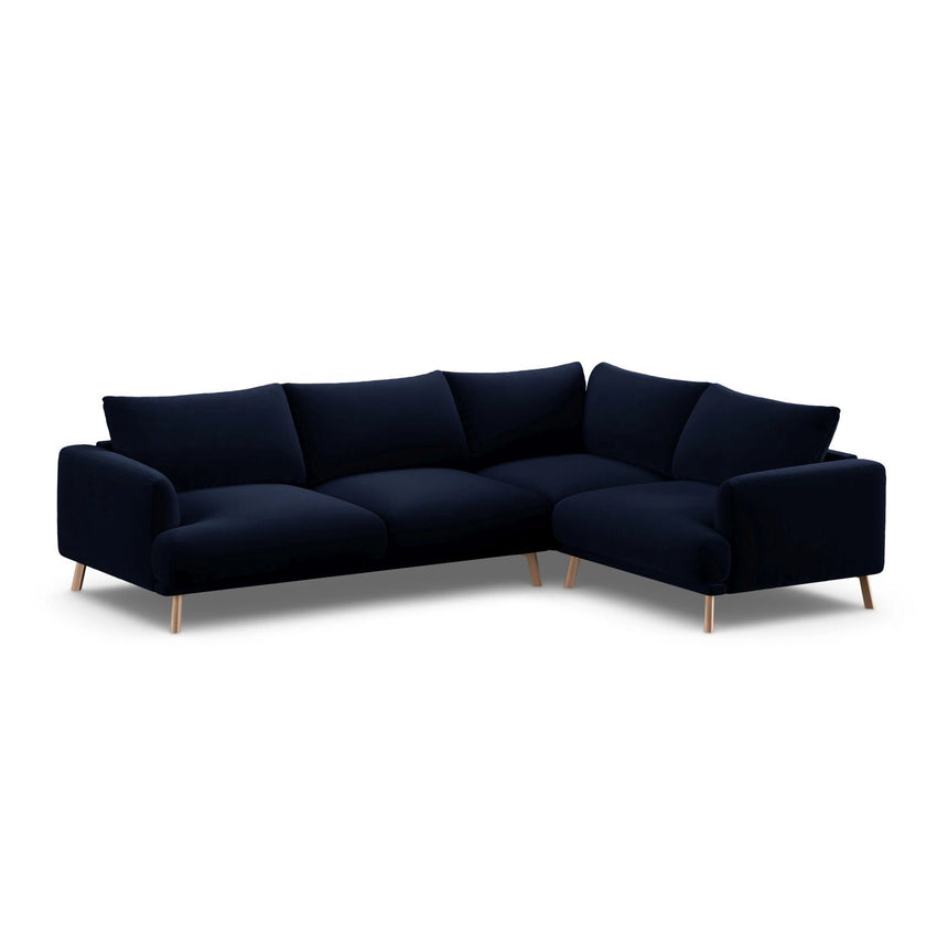 Naomi 4-Sitzer Ecksofa, Rechte Seite, aus Samt in Königsblau (Salvador 5), 280x195 cm von Micadoni – Bild 4