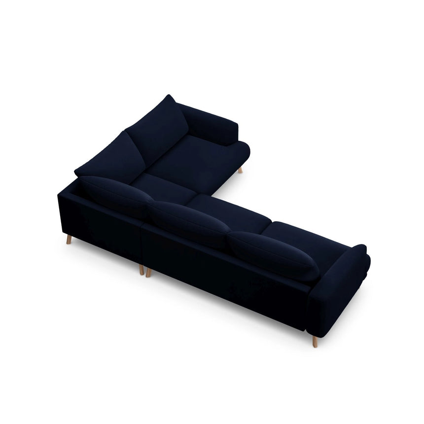 Naomi 4-Sitzer Ecksofa, Rechte Seite, aus Samt in Königsblau (Salvador 5), 280x195 cm von Micadoni – Bild 5