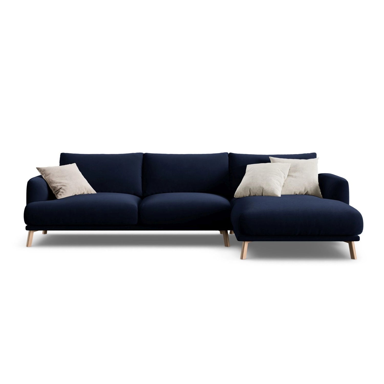 Naomi 4-Sitzer Ecksofa, Rechte Seite, aus Samt in Königsblau (Salvador 5), 285x170 cm von Micadoni – Bild 1