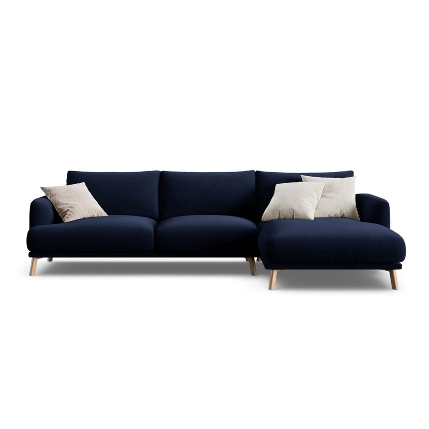 Naomi 4-Sitzer Ecksofa, Rechte Seite, aus Samt in Königsblau (Salvador 5), 285x170 cm von Micadoni – Bild 1