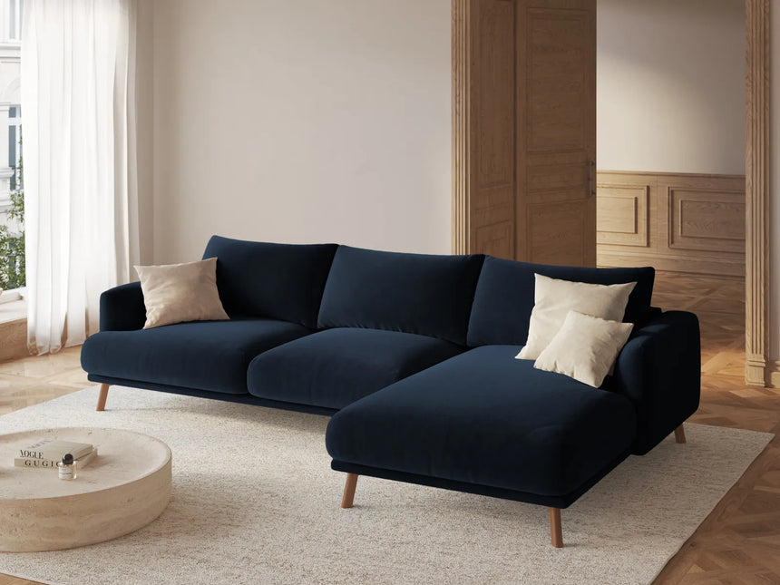 Naomi 4-Sitzer Ecksofa, Rechte Seite, aus Samt in Königsblau (Salvador 5), 285x170 cm von Micadoni – Bild 2