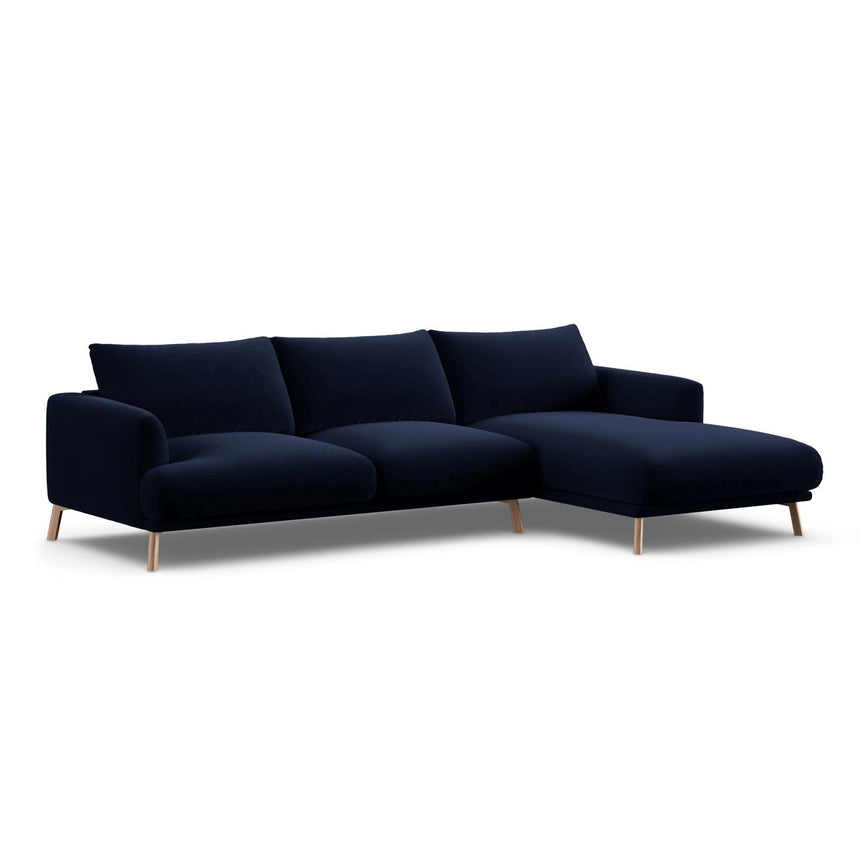 Naomi 4-Sitzer Ecksofa, Rechte Seite, aus Samt in Königsblau (Salvador 5), 285x170 cm von Micadoni – Bild 4
