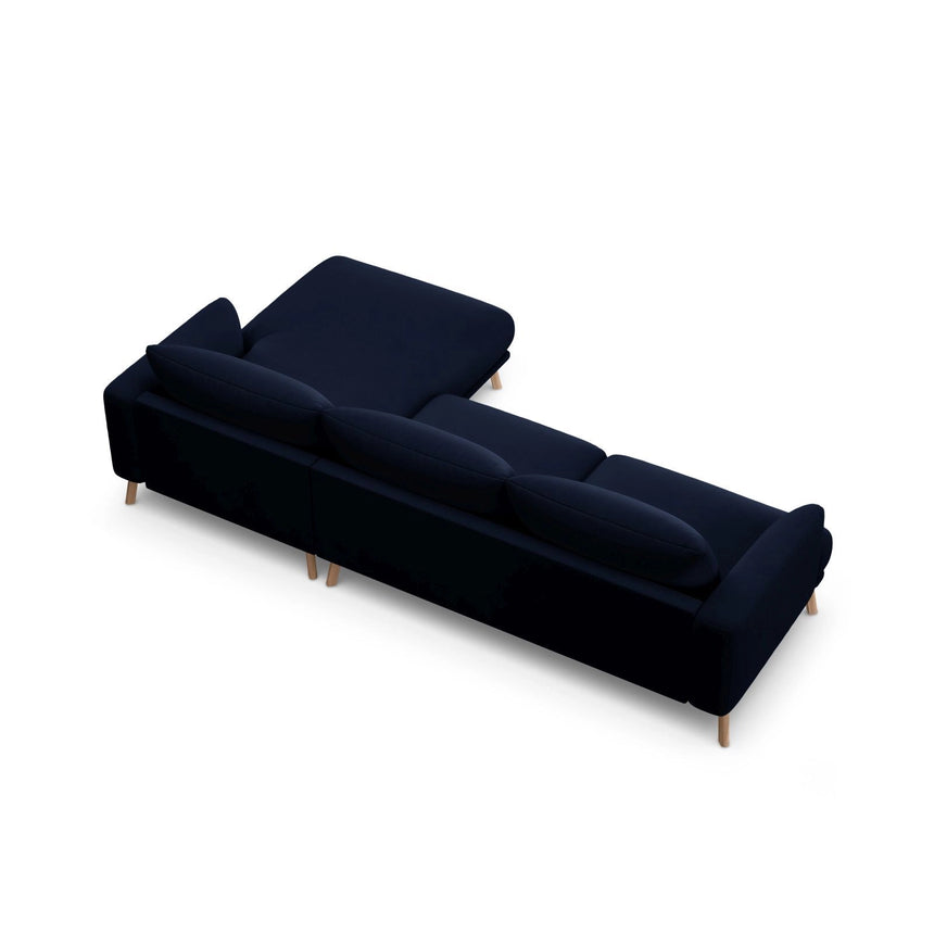 Naomi 4-Sitzer Ecksofa, Rechte Seite, aus Samt in Königsblau (Salvador 5), 285x170 cm von Micadoni – Bild 5