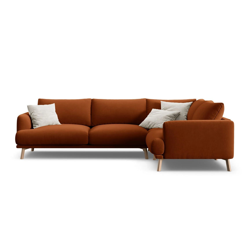 Naomi 4-Sitzer Ecksofa, Rechte Seite, aus Samt in Terrakotta (Salvador 14), 280x195 cm von Micadoni – Bild 1