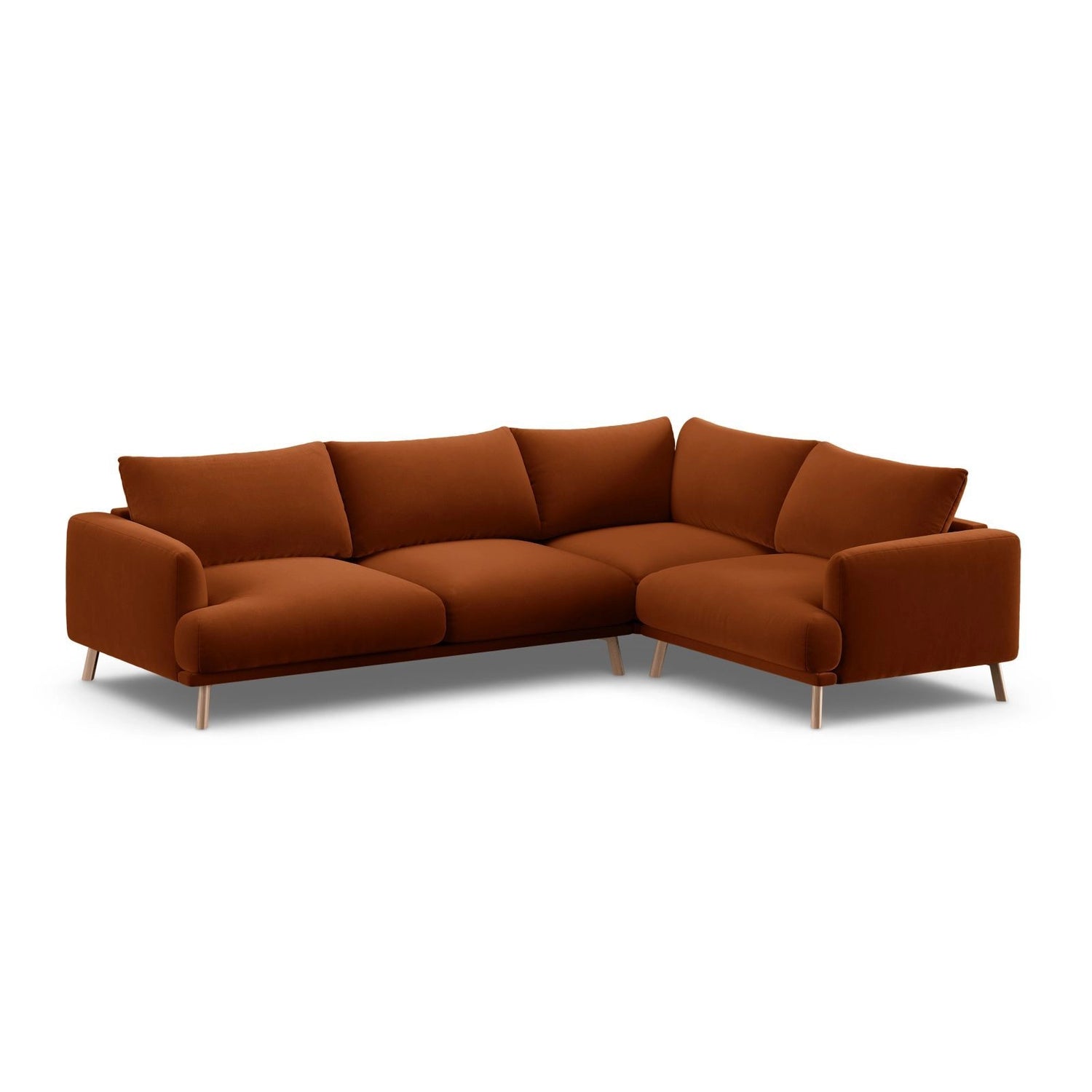 Naomi 4-Sitzer Ecksofa, Rechte Seite, aus Samt in Terrakotta (Salvador 14), 280x195 cm von Micadoni – Bild 4