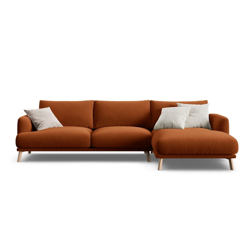 Naomi 4-Sitzer Ecksofa, Rechte Seite, aus Samt in Terrakotta (Salvador 14), 285x170 cm von Micadoni – Bild 1