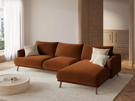 Naomi 4-Sitzer Ecksofa, Rechte Seite, aus Samt in Terrakotta (Salvador 14), 285x170 cm von Micadoni – Bild 2