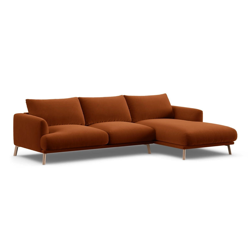 Naomi 4-Sitzer Ecksofa, Rechte Seite, aus Samt in Terrakotta (Salvador 14), 285x170 cm von Micadoni – Bild 4