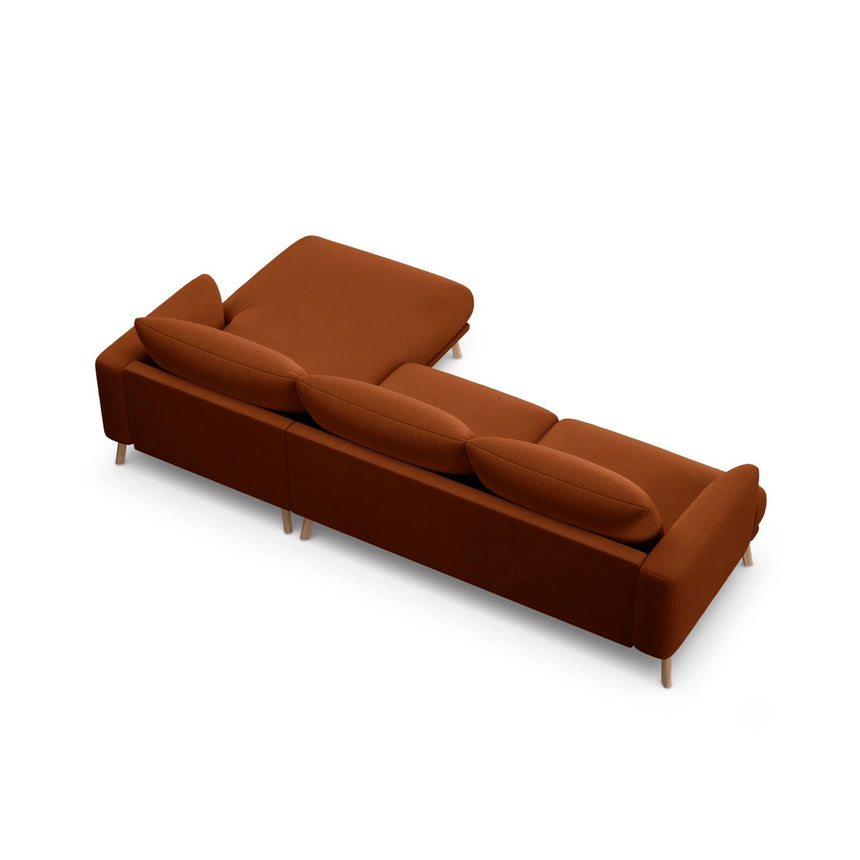 Naomi 4-Sitzer Ecksofa, Rechte Seite, aus Samt in Terrakotta (Salvador 14), 285x170 cm von Micadoni – Bild 5