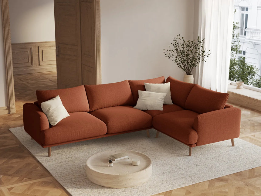Naomi 4-Sitzer Ecksofa, Rechte Seite, aus Strukturierter Stoff in Brick (Liberty 9), 280x195 cm von Micadoni – Bild 2