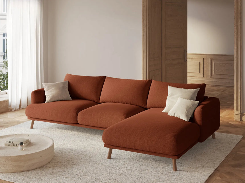 Naomi 4-Sitzer Ecksofa, Rechte Seite, aus Strukturierter Stoff in Brick (Liberty 9), 285x170 cm von Micadoni – Bild 2