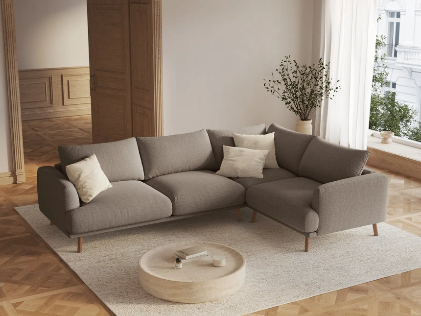 Naomi 4-Sitzer Ecksofa, Rechte Seite, aus Strukturierter Stoff in Cappuccino (Liberty 5), 280x195 cm von Micadoni – Bild 2