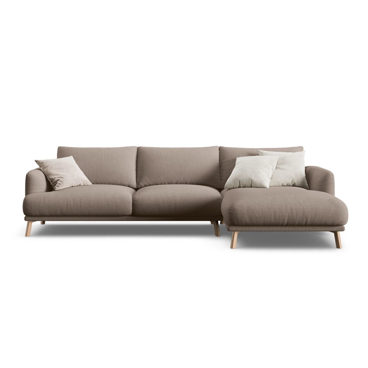 Naomi 4-Sitzer Ecksofa, Rechte Seite, aus Strukturierter Stoff in Cappuccino (Liberty 5), 285x170 cm von Micadoni – Bild 1
