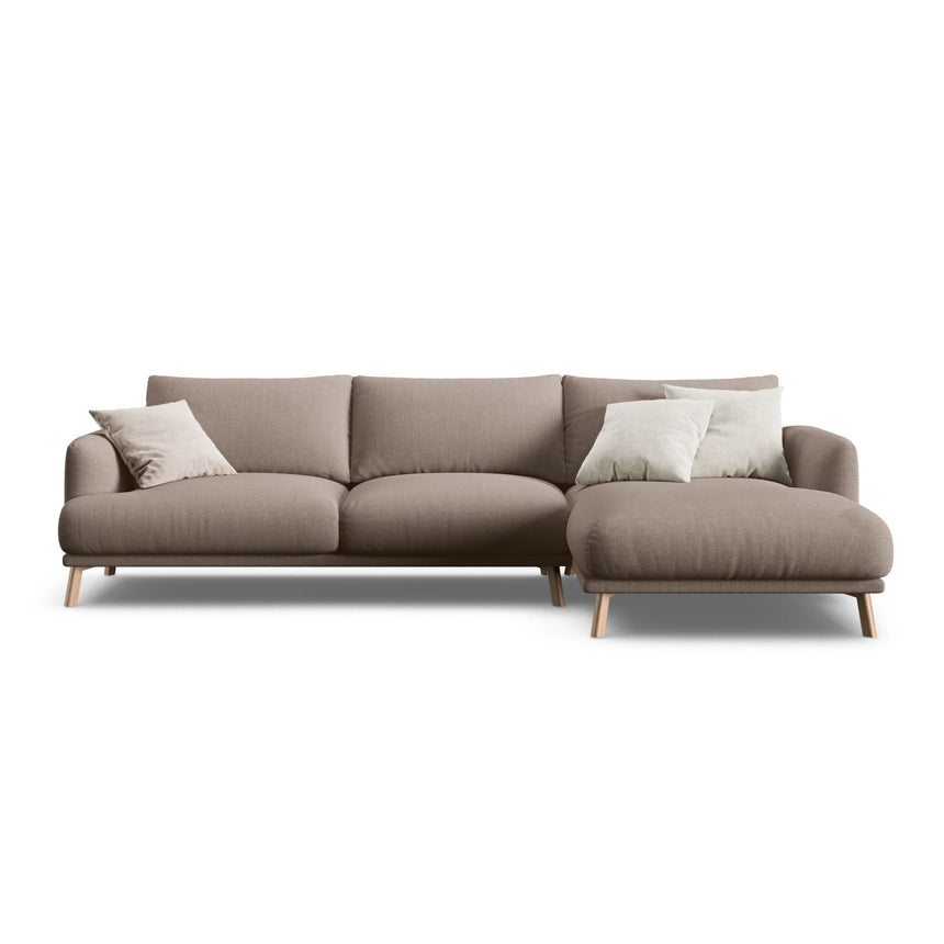 Naomi 4-Sitzer Ecksofa, Rechte Seite, aus Strukturierter Stoff in Cappuccino (Liberty 5), 285x170 cm von Micadoni – Bild 1