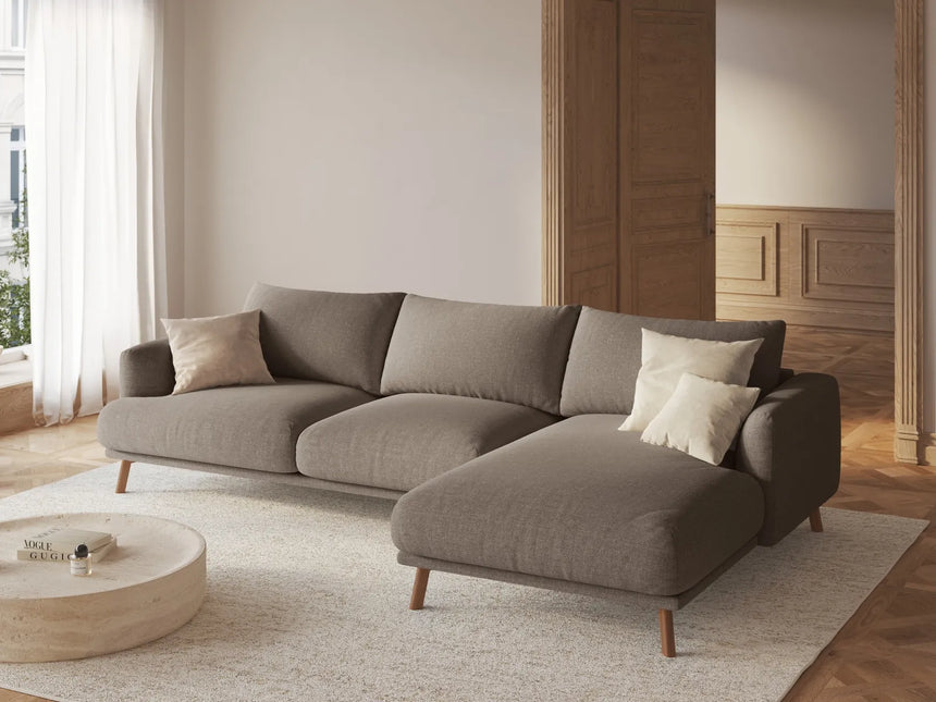 Naomi 4-Sitzer Ecksofa, Rechte Seite, aus Strukturierter Stoff in Cappuccino (Liberty 5), 285x170 cm von Micadoni – Bild 2