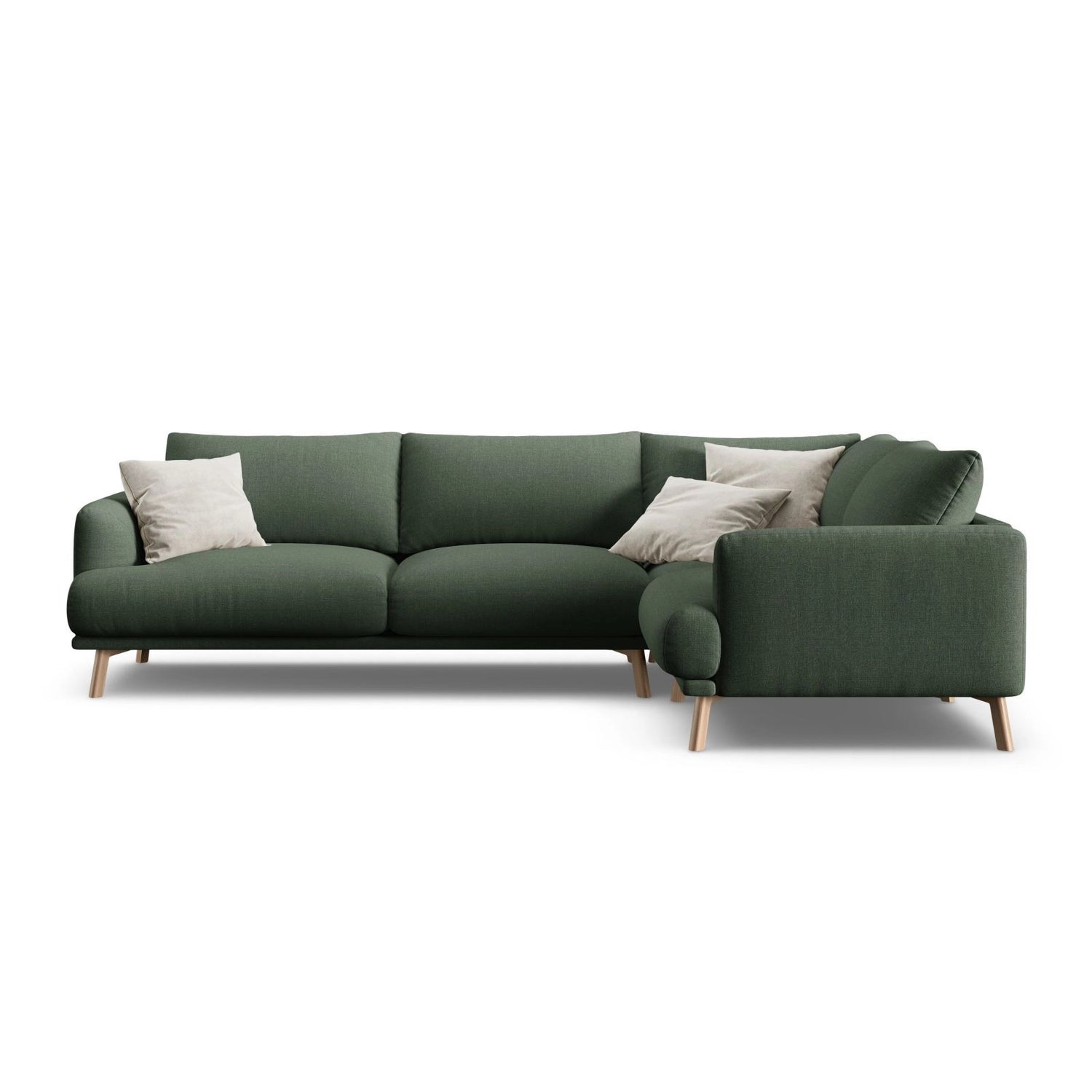 Naomi 4-Sitzer Ecksofa, Rechte Seite, aus Strukturierter Stoff in Moosgrün (Liberty 12), 280x195 cm von Micadoni – Bild 1