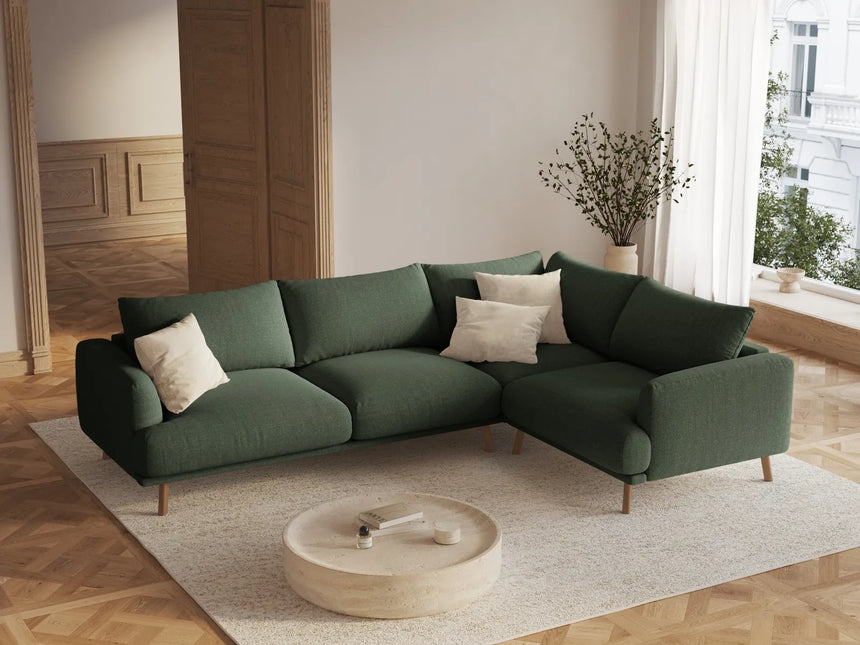 Naomi 4-Sitzer Ecksofa, Rechte Seite, aus Strukturierter Stoff in Moosgrün (Liberty 12), 280x195 cm von Micadoni – Bild 2