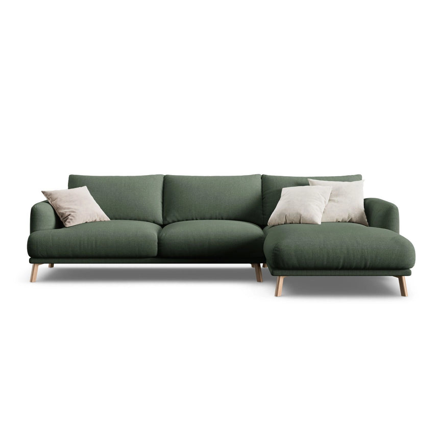 Naomi 4-Sitzer Ecksofa, Rechte Seite, aus Strukturierter Stoff in Moosgrün (Liberty 12), 285x170 cm von Micadoni – Bild 1