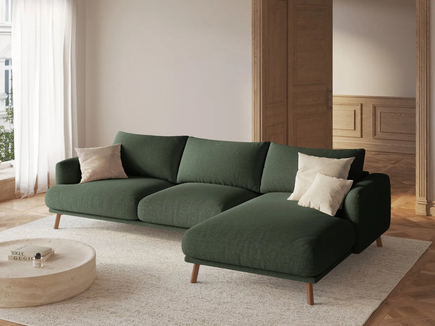 Naomi 4-Sitzer Ecksofa, Rechte Seite, aus Strukturierter Stoff in Moosgrün (Liberty 12), 285x170 cm von Micadoni – Bild 2