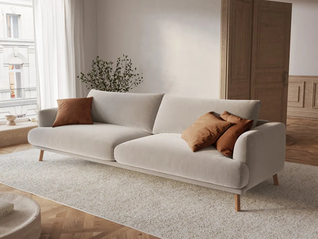 Naomi 4-Sitzer Sofa aus Samt in Beige (Salvador 1), 230x95 cm von Micadoni – Bild 2