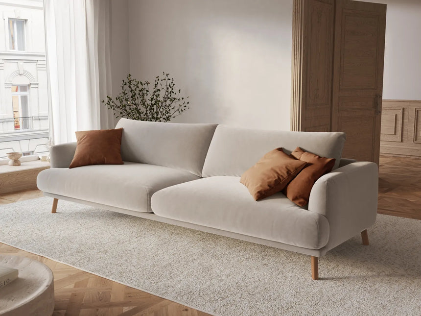 Naomi 4-Sitzer Sofa aus Samt in Beige (Salvador 1), 230x95 cm von Micadoni – Bild 2