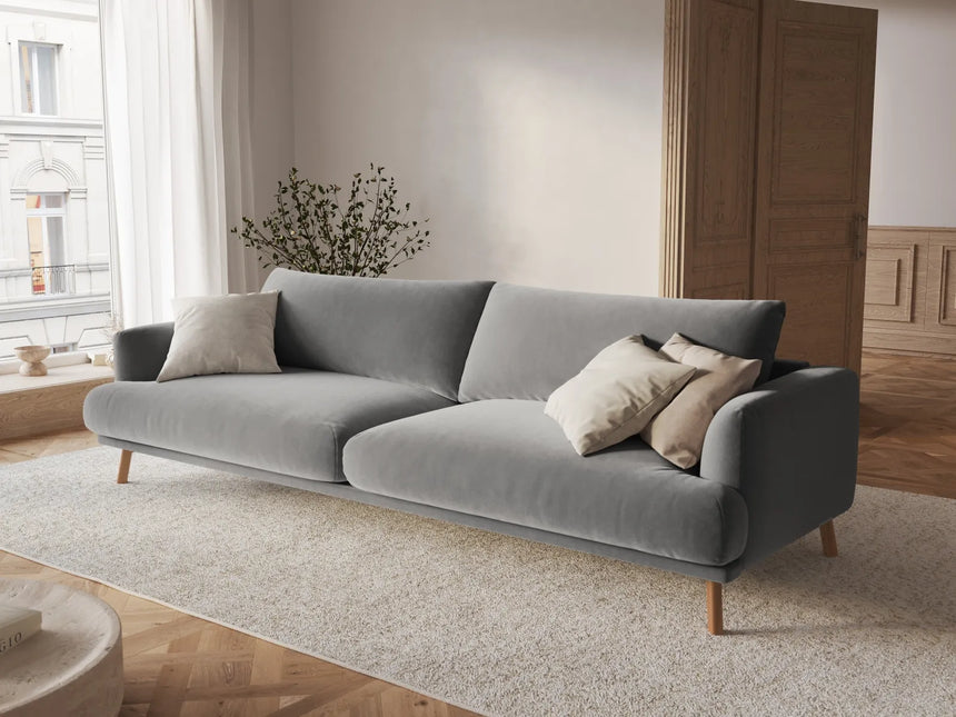 Naomi 4-Sitzer Sofa aus Samt in Grau (Salvador 17), 230x95 cm von Micadoni – Bild 2