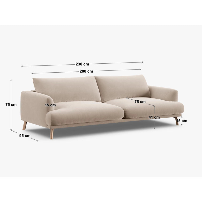 Naomi 4-Sitzer Sofa aus Samt oder Strukturstoff, 230x95 cm von Micadoni – Bild 3